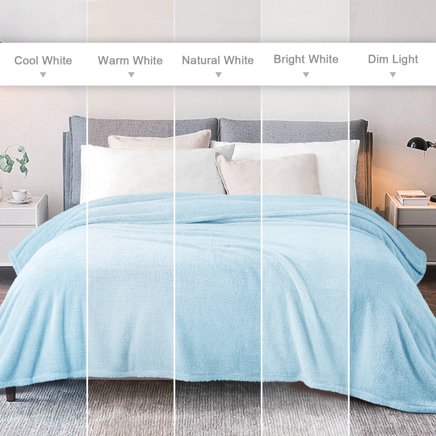 Exclusivo Mezcla King Size Flannel Fleece Blanket, Super Soft Velvet Plush Bed Blanket, Fuzzy Cozy Blankets for All Seasons, 90x104 Inches, Light Blue Blanket