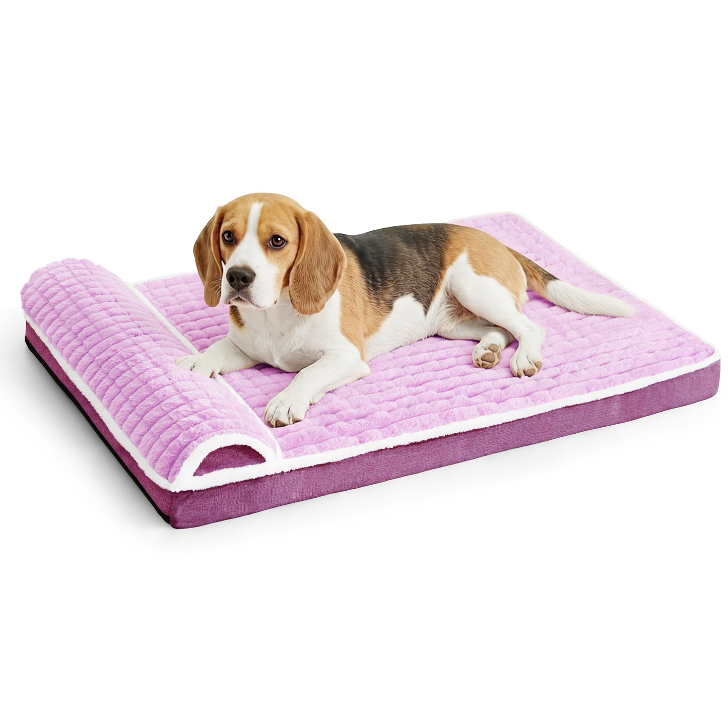 Exclusivo Mezcla Orthopedic Dog Bed with Head Pillow for Medium and Large Dogs, Removable and Machine-Washable Cover, 36"X24", Purple