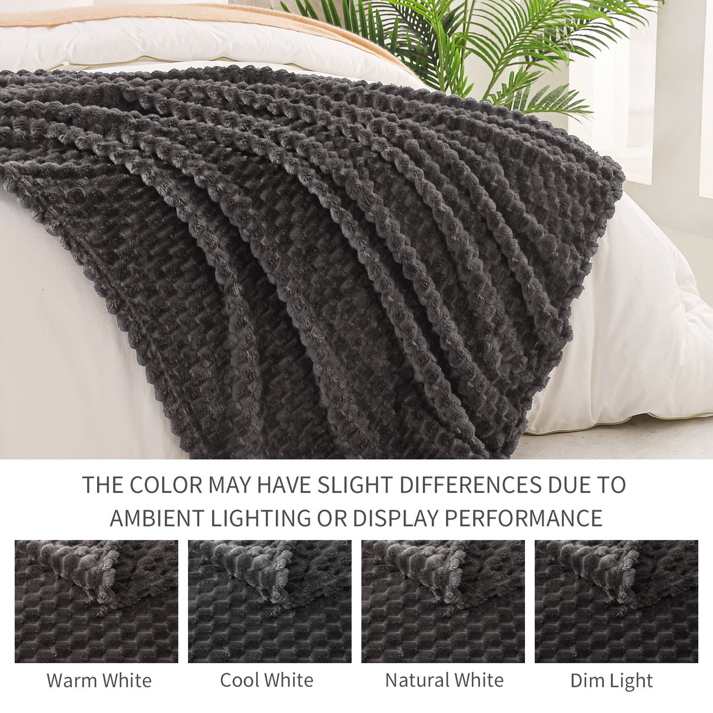 Exclusivo Mezcla King Size Flannel Fleece Blanket, 90x104 Inches Stylish Jacquard Velvet Plush Blanket for Bed, Cozy, Warm, Lightweight and Decorative Grey Blanket