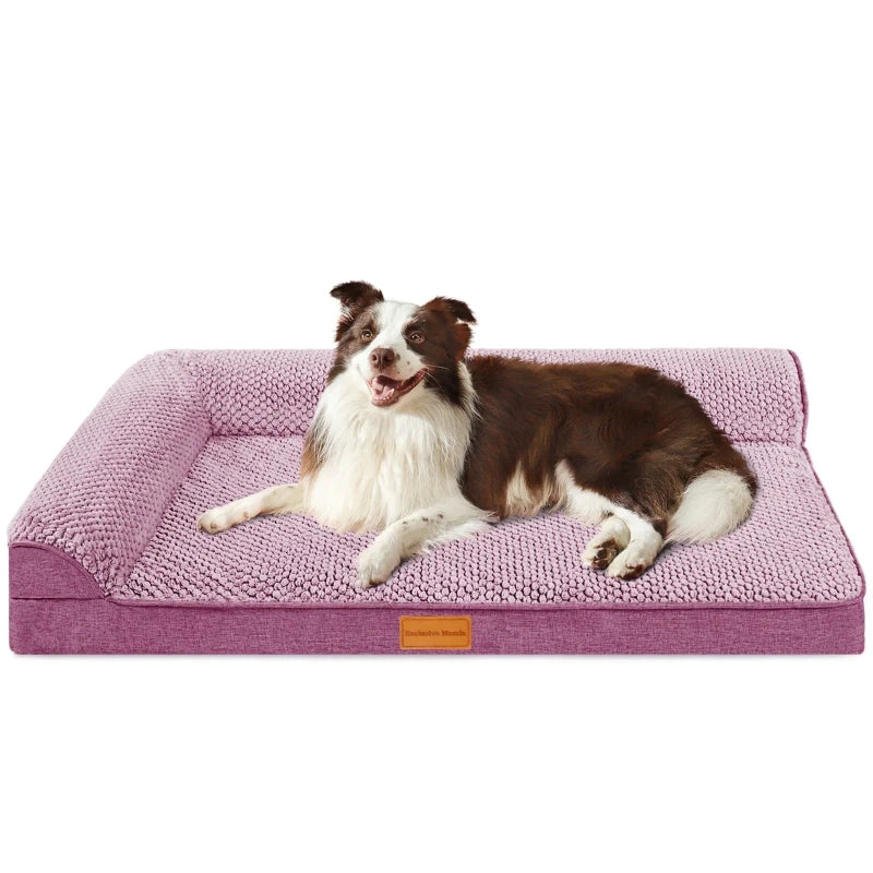 Exclusivo Mezcla Orthopedic Dog Bed with Washable Cover, Jacquard Fluff Pet Sofa Bed with 2-Sided Bolsters for Medium Dogs, 36"~24", Purple