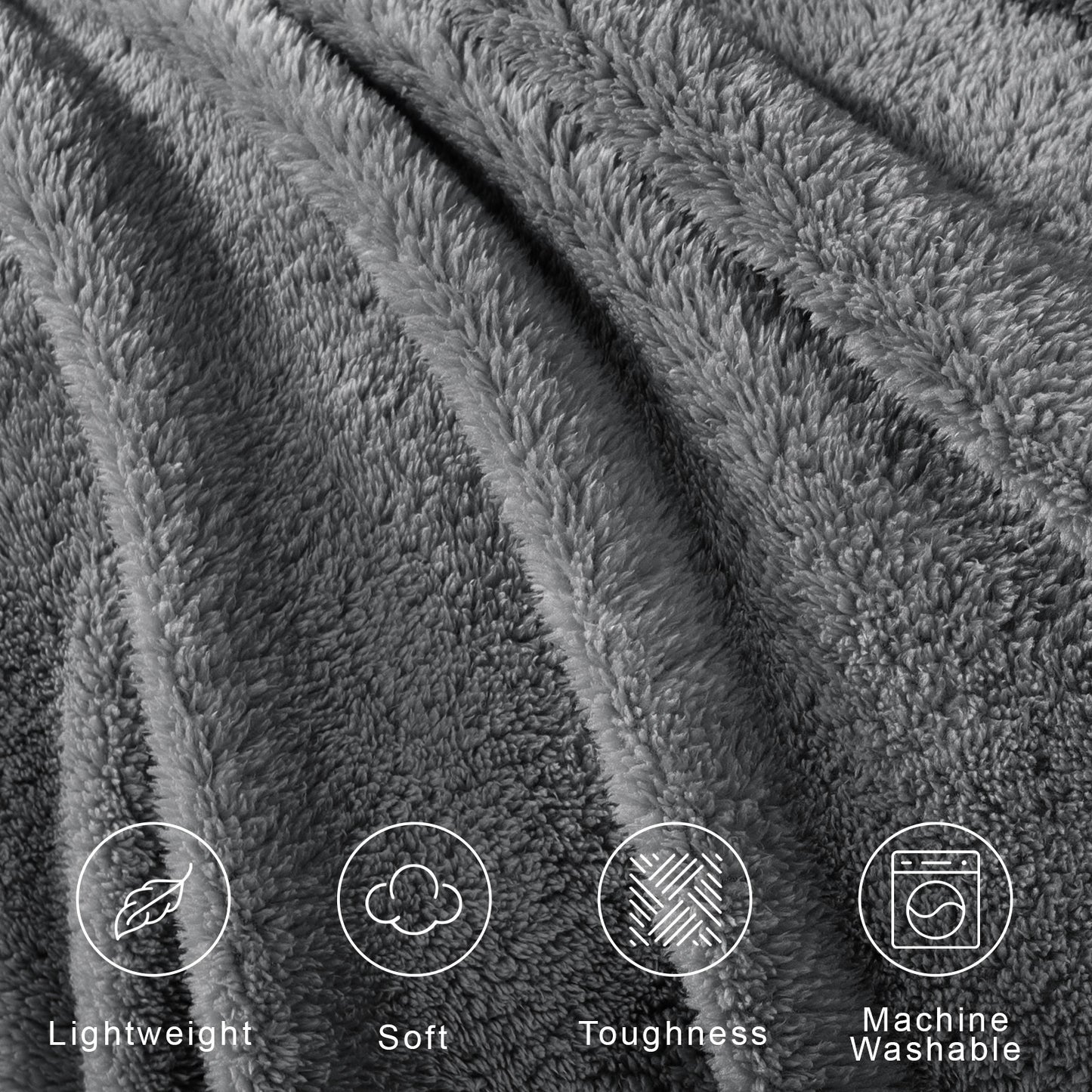 Exclusivo Mezcla Soft Fleece Throw Blanket for Couch, Super Soft Velvet Plush Bed Blanket, Fuzzy Cozy Blankets for All Seasons, 50x60 Inches, Dark Grey Blanket