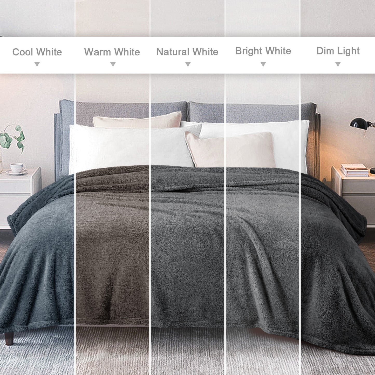 Exclusivo Mezcla Twin Size Flannel Fleece Blanket, Super Soft Velvet Plush Bed Blanket, Fuzzy Cozy Blankets for All Seasons, 60x80 Inches, Dark Grey Blanket