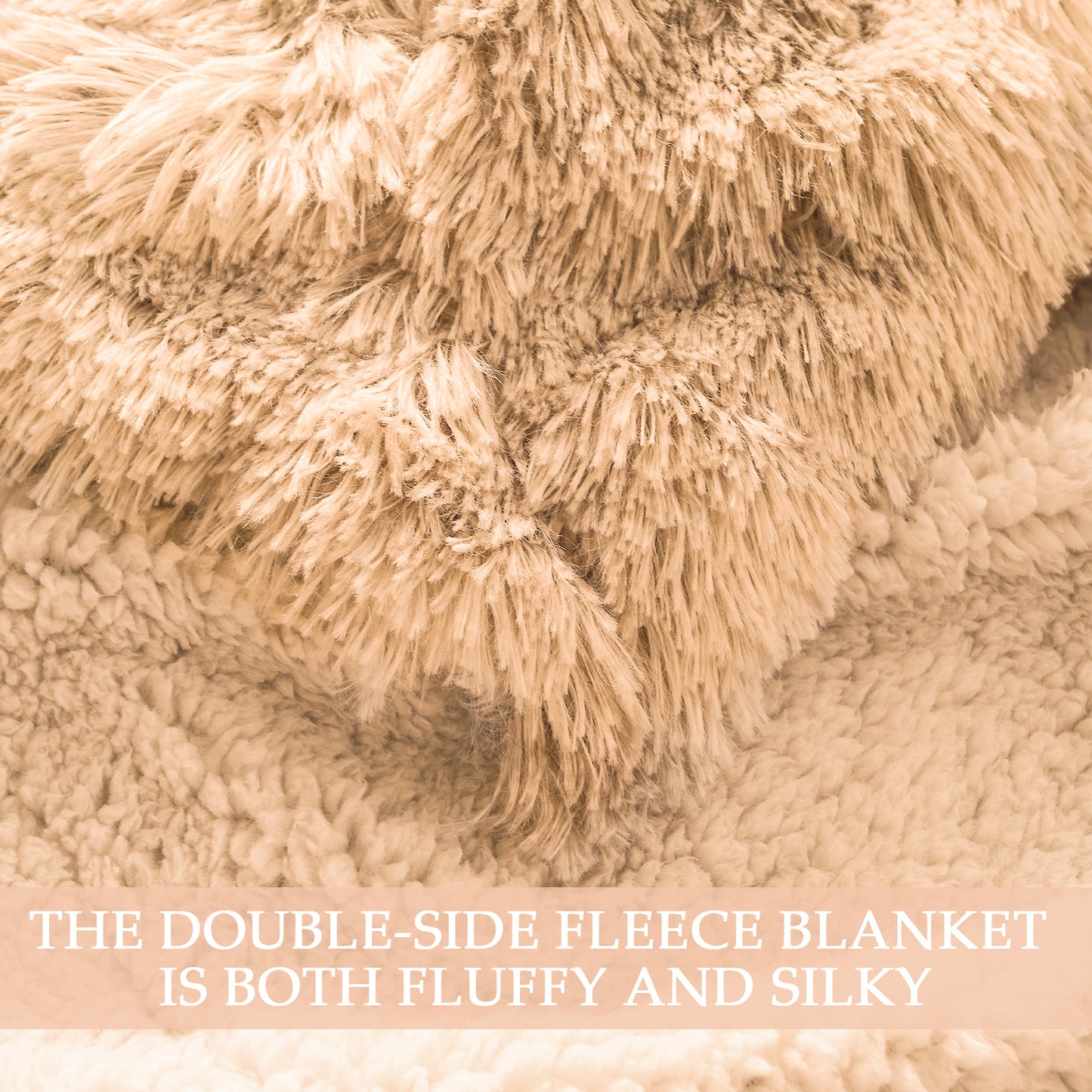Exclusivo Mezcla Super Soft Fuzzy Faux Fur Throw Blanket, Fluffy Plush Cozy Reversible Shaggy Sherpa Fleece Blankets and Warm Throws for Couch Sofa Bed, 50x60 inches, Camel