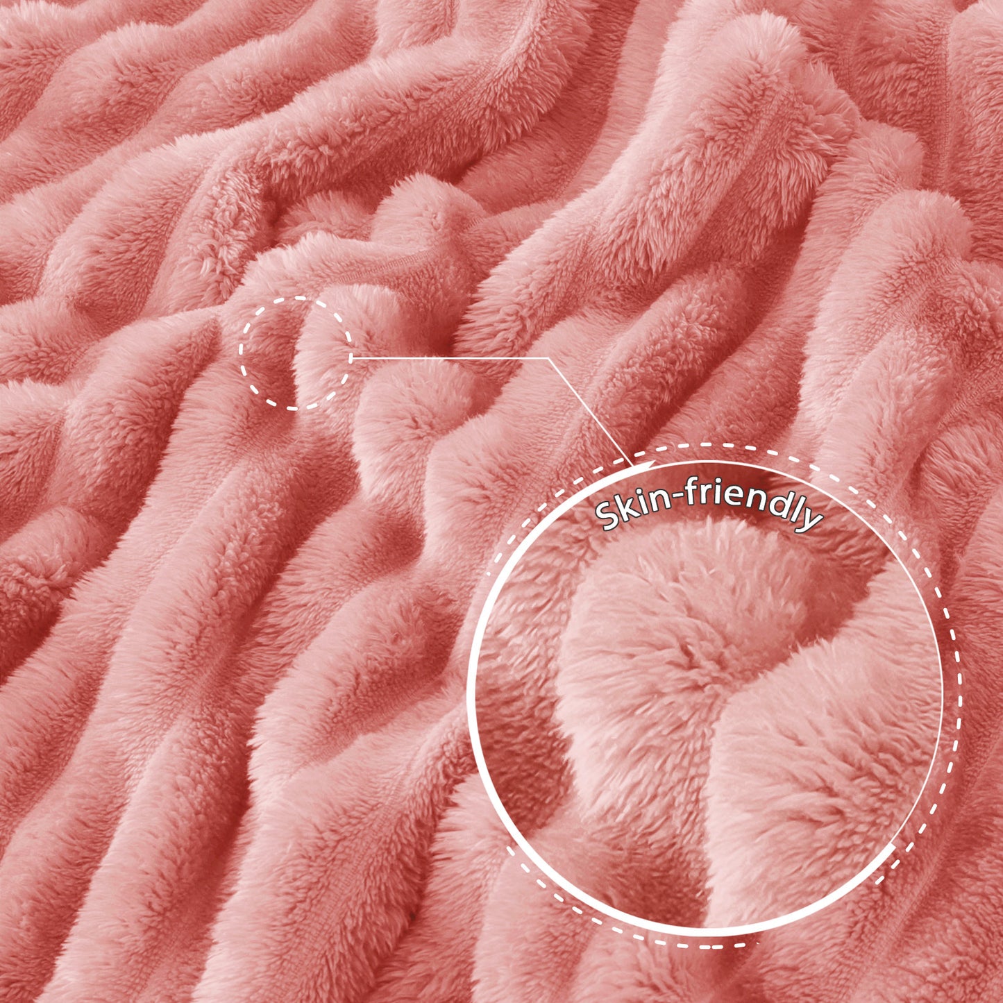 Exclusivo Mezcla Fleece Throw Blanket for Couch, Super Soft 3D Striped Jacquard Bed Blanket, Lightweight Fuzzy Cozy Blankets for All Seasons, 50x60 Inches, Pink Blanket