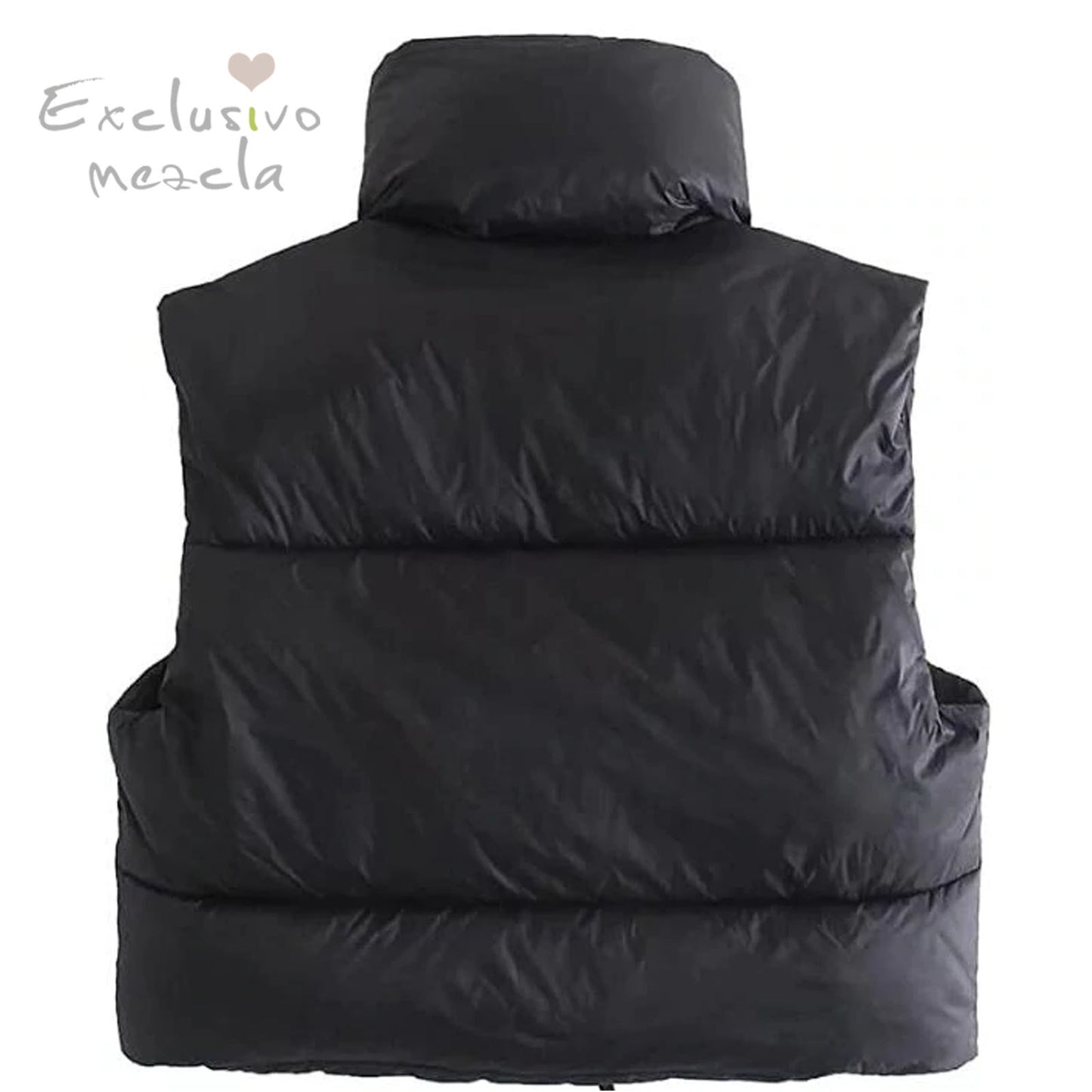 Exclusivo Mezcla Women's Winter Crop Vest Lightweight Sleeveless Warm Outerwear Puffer Vest Padded Gilet