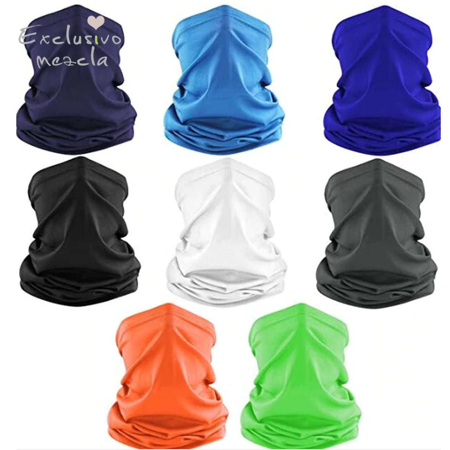 Exclusivo Mezcla 8 Pack Neck Gaiter Balaclava Face Mask/Neckerchieves Motorcycle Ski Scarf Neck Wraps Breathable Bandanas for Men Women