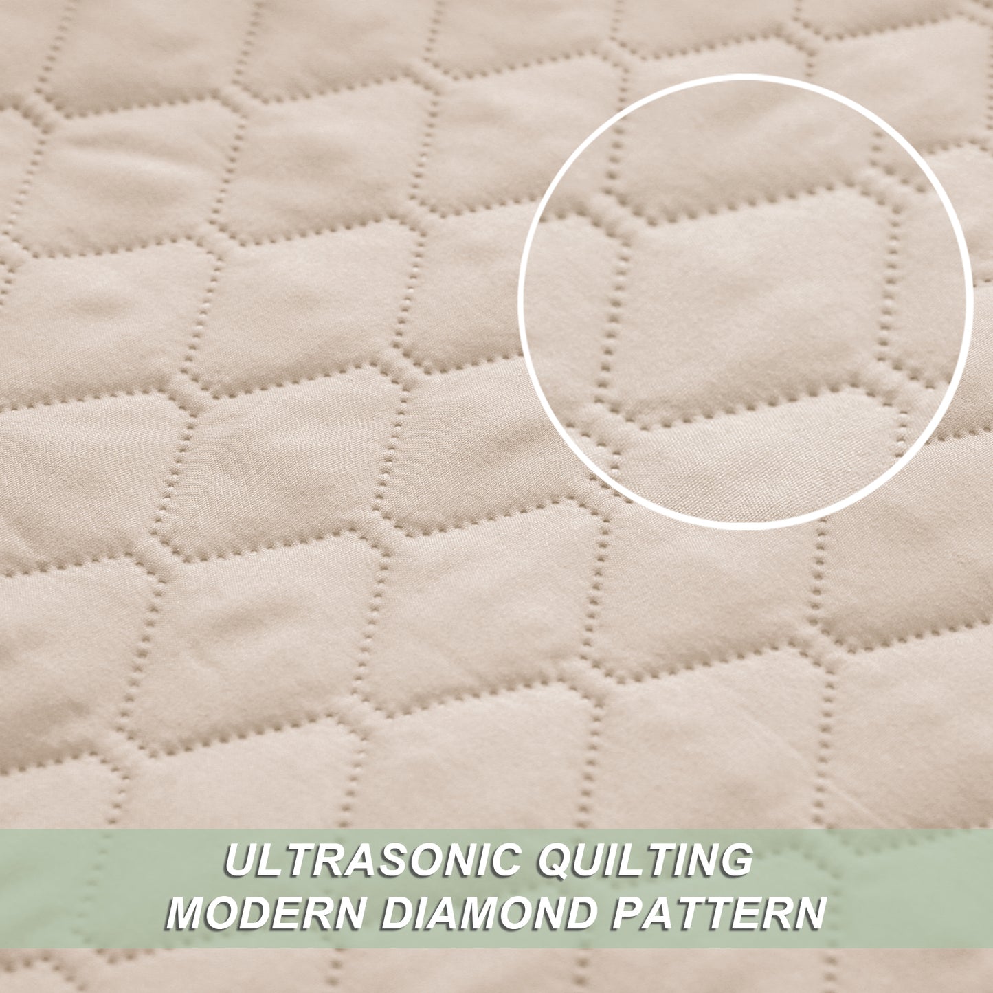 Exclusivo Mezcla Ultrasonic Reversible King Size Quilt Bedding Set with Pillow Shams, Lightweight Quilts King Size, Soft Bedspreads Bed Coverlets for All Seasons - (Brich Beige, 104"x96")