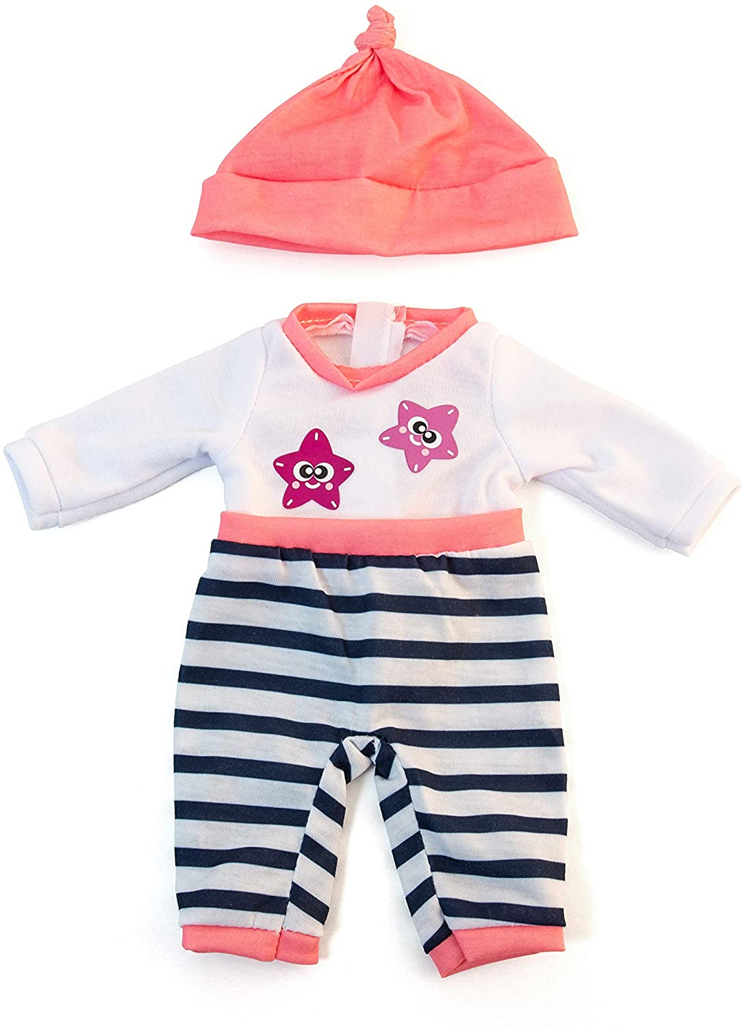 Exclusivo Mezcla Educational Doll Clothes, Fits 12-5/8" Dolls, Cold Weather Salmon Pajamas,Multi