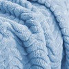Exclusivo Mezcla Large Flannel Fleece Throw Blanket, 50x70 Inches Soft Jacquard Weave Wave Pattern Blanket for Couch, Cozy, Warm, Lightweight and Decorative Baby Blue Blanket