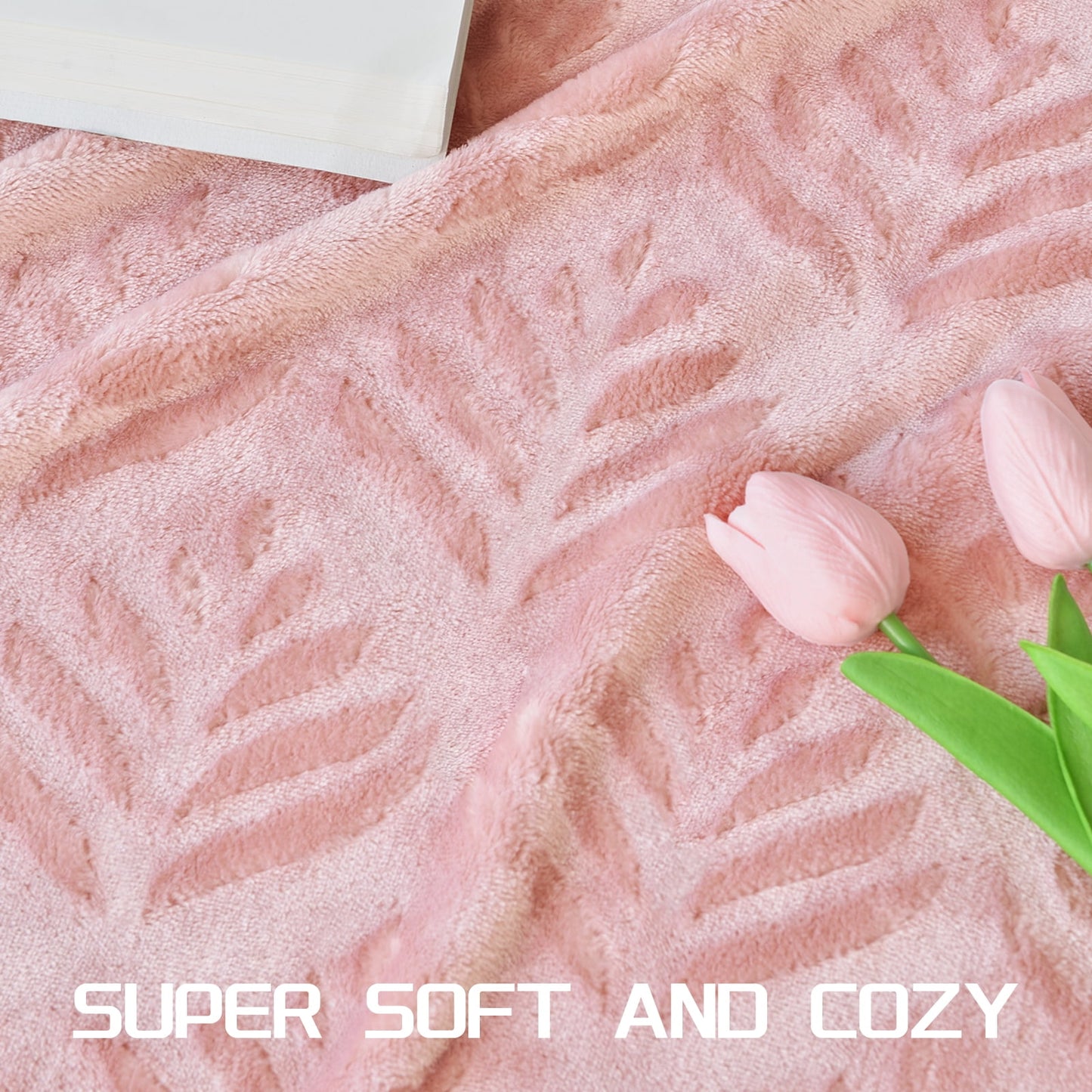 Exclusivo Mezcla Fleece Throw Blanket for Couch, Super Soft and Warm Blankets for All Seasons, Plush Fuzzy and Lightweight Pink throw, 50x60 Inch