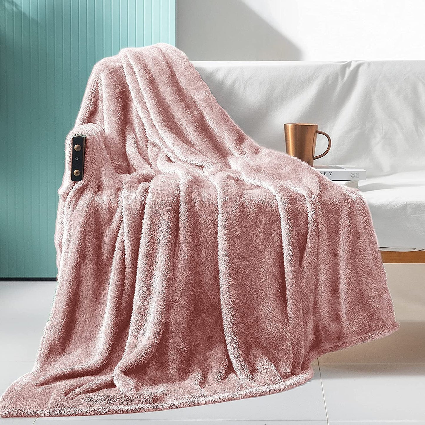 Exclusivo Mezcla Plush Fuzzy Large Fleece Throw Blanket ( 50" x 70")- Soft, Warm& Lightweight