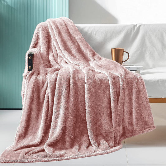 Exclusivo Mezcla Plush Fuzzy Large Fleece Throw Blanket ( 50" x 70")- Soft, Warm& Lightweight