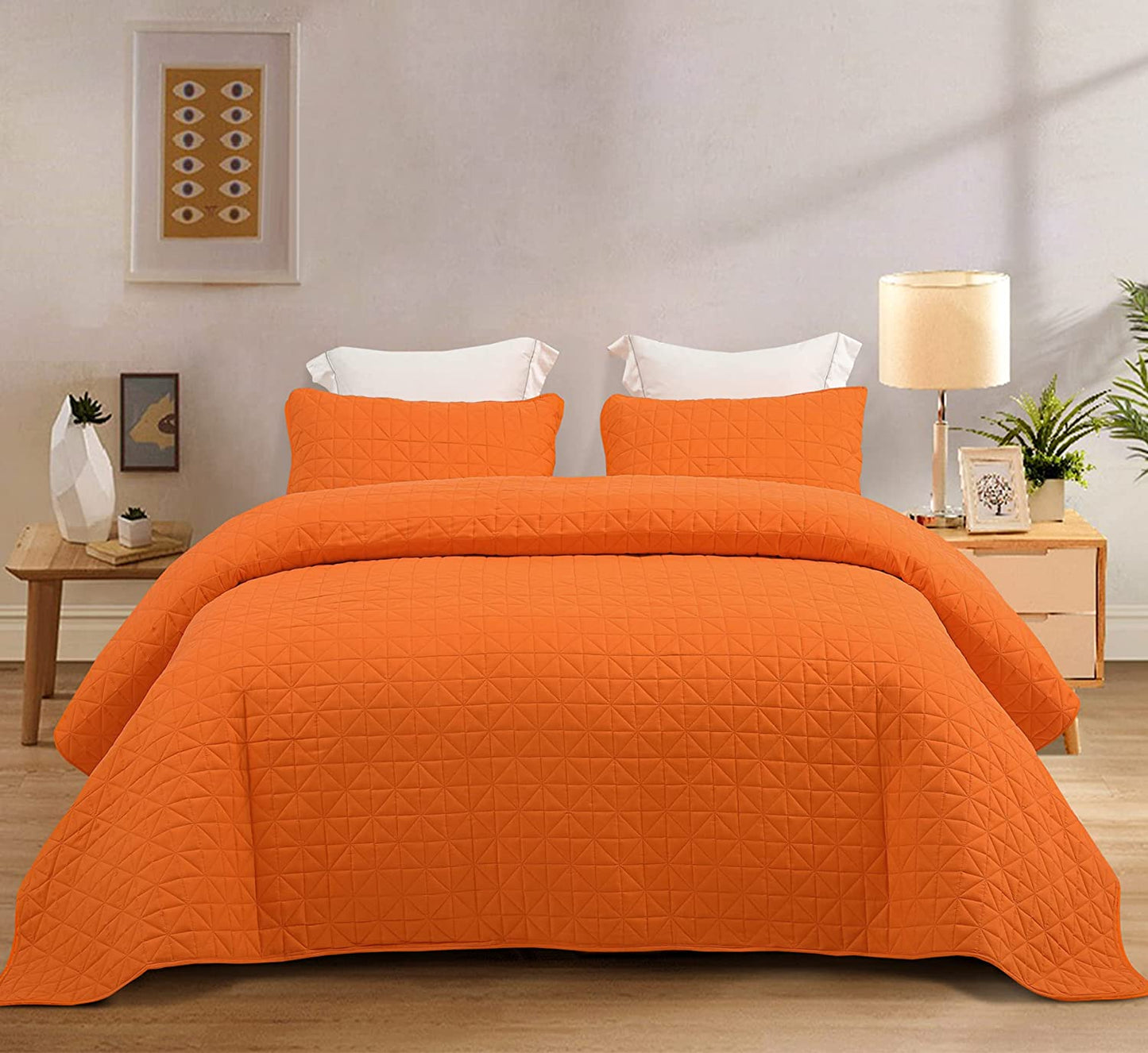 Exclusivo Mezcla 3-Piece King/Queen/Full/Twin Size Quilt Set with Pillow Shams, Grid Quilted Bedspread/Coverlet/Bed Cover -Soft, Lightweight and Reversible