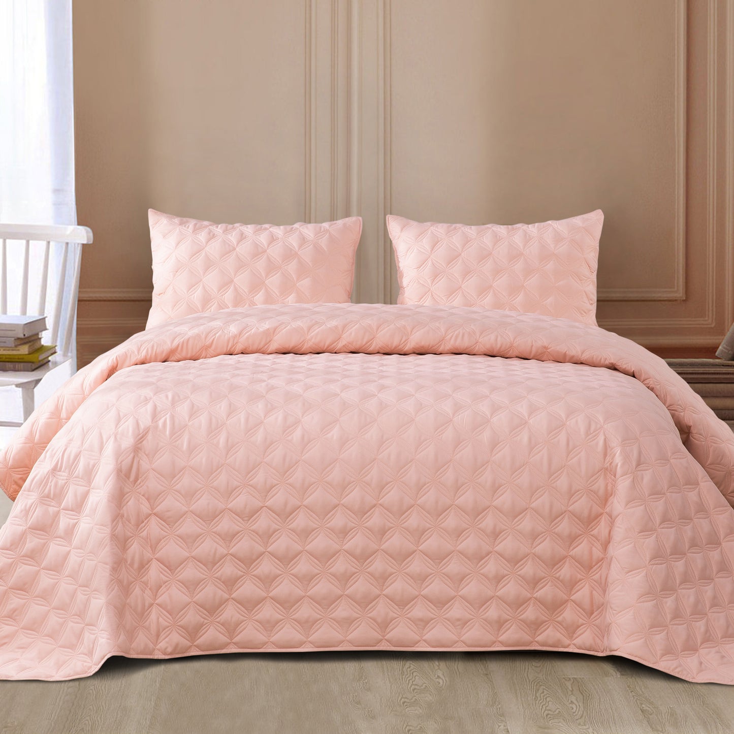 Exclusivo Mezcla 3-Piece King/Queen/Full/Twin Size Quilt Set with Pillow Shams, Ellispe Quilted Bedspread/Coverlet/Bed Cover -Soft, Lightweight and Reversible