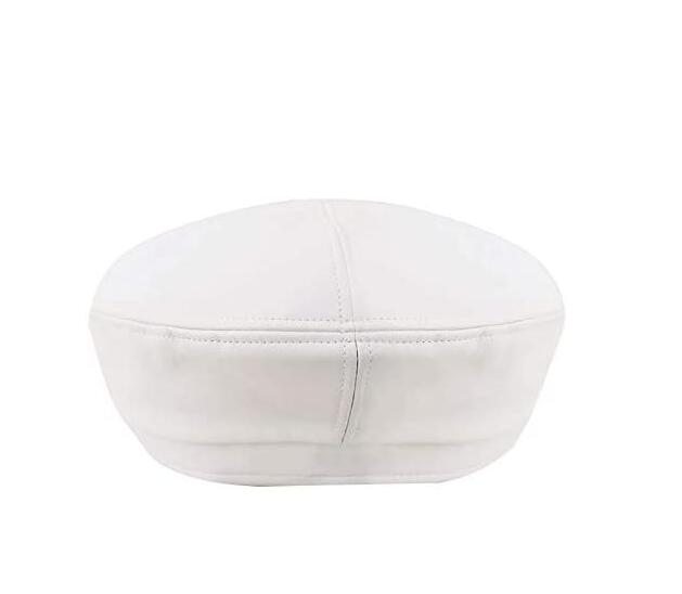 Exclusivo Mezcla Faux Leather Solid Military Beret Hat for Women Girls Retro Style British Beanie Hat Cap