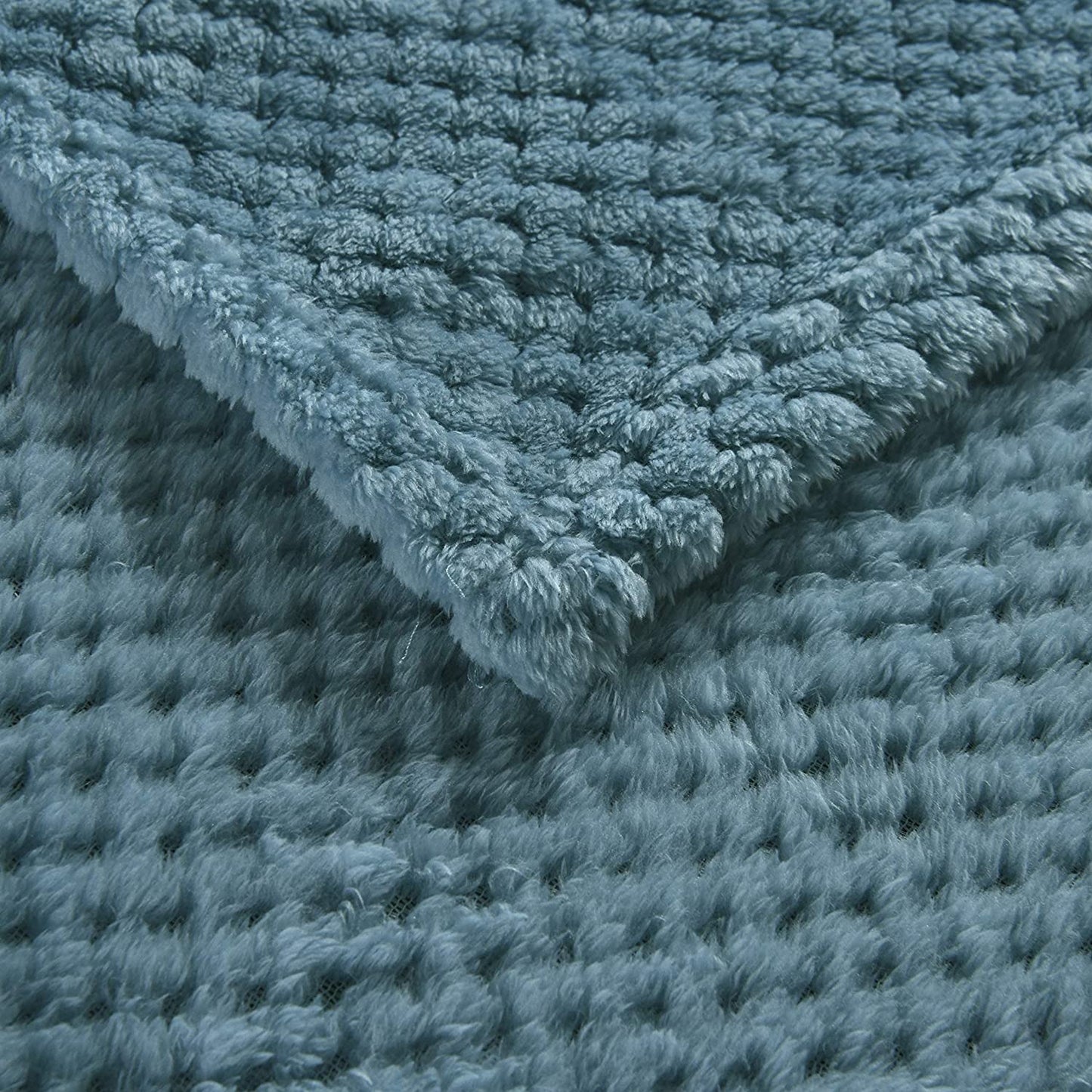 Exclusivo Mezcla Waffle Textured Soft Fleece Blanket,Twin Size Bed Blanket (Slate Blue,90x66 inch)-Cozy,Warm and Lightweight