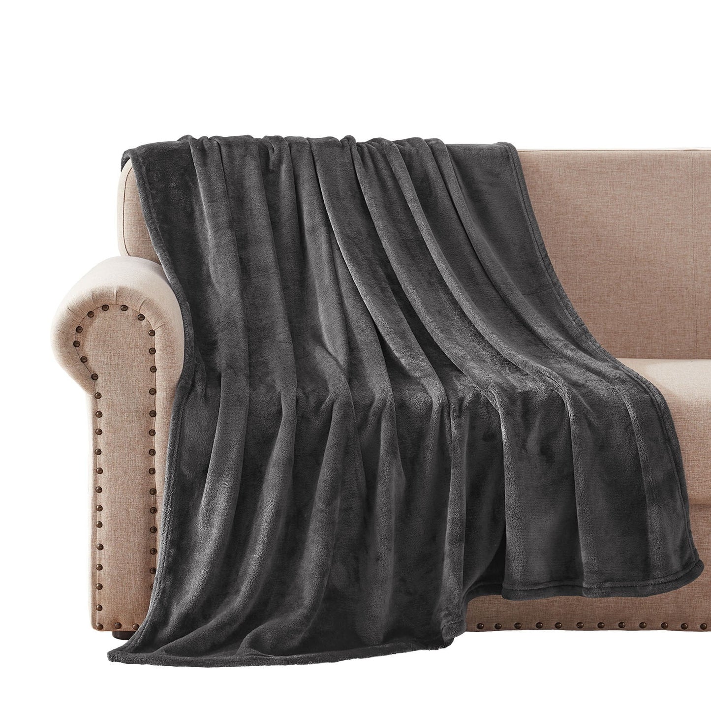 Exclusivo Mezcla Fleece Throw Blanket for Couch/Sofa/Bed,Plush Soft Blankets and Throws,Lightweight and Cozy-50" x 60" ( Grey )