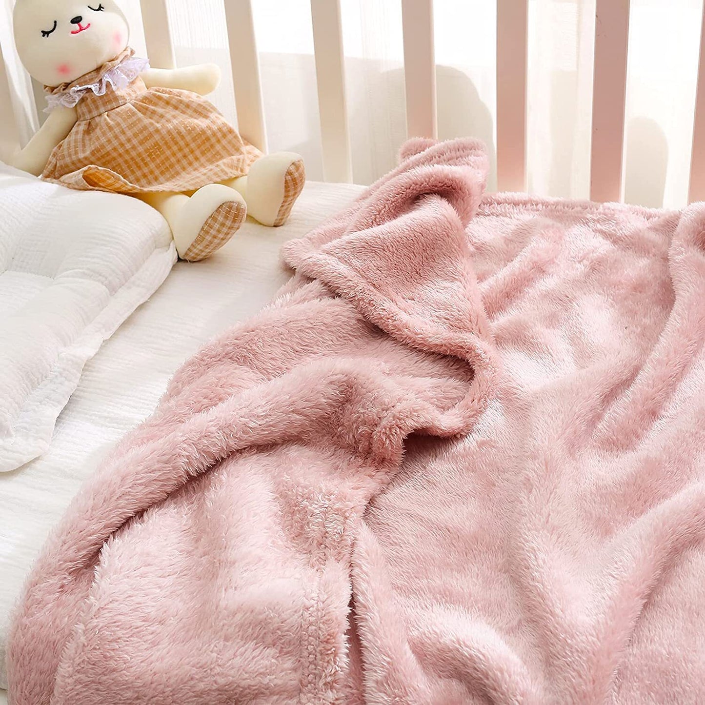 Exclusivo Mezcla Plush Baby Blanket, Soft and Warm Swaddle Throw Blanket, Infant, Newborn, Toddler and Kids Receiving Fleece Blankets for Crib Stroller (40x50 inches, Dusty Pink)