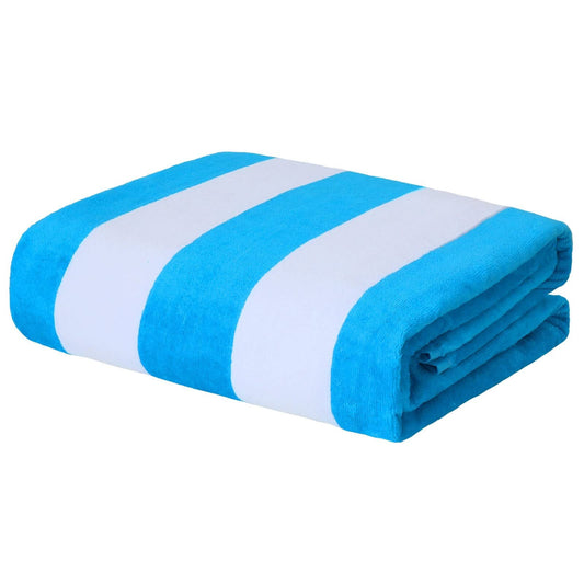 Exclusivo Mezcla Cotton Oversized 35"x70" Cabana Stripe Beach Towel, Super Absorbent Soft Plush Pool Towel, Bath Towel (Blue)