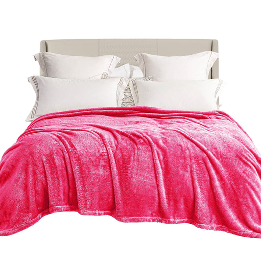 Exclusivo Mezcla Plush Fuzzy Fleece King Size Bed Blanket, Super Soft Fluffy and Thick Blankets for Travel Bed and Couch (Hot Pink, 90x104 inches)