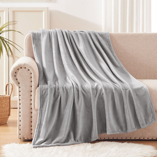 Exclusivo Mezcla Fleece Throw Blanket for Couch/Sofa/Bed,Plush Soft Blankets and Throws,Lightweight and Cozy-50" x 60" (Light Grey )