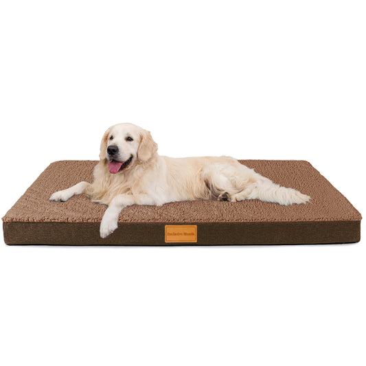 Exclusivo Mezcla Orthopedic Pet Bed for Large Dogs 42"X28", Waterproof Dog Beds with Removable Washable Cover, Brown