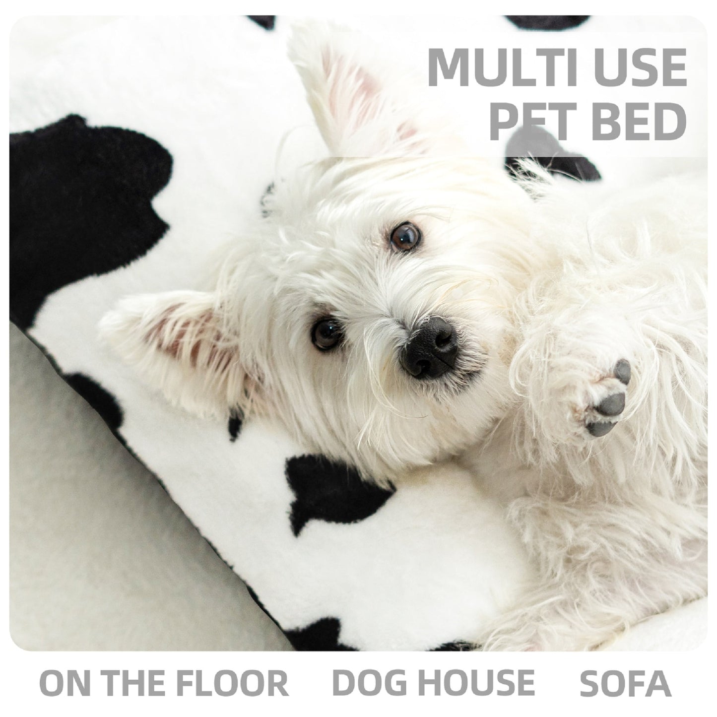 Exclusivo Mezcla Soft Dog Bed Crate Mat for Medium Dogs (32x22x4 in), Flannel Fleece Cow Print Dog Pet Cat Kennel Pad with Anti-Slip Bottom, Machine Washable
