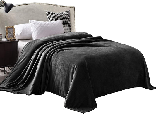Exclusivo Mezcla Twin Size Flannel Fleece Velvet Plush Bed Blanket as Bedspread/Coverlet/Bed Cover (60" x 80", Gray) - Soft, Lightweight, Warm and Cozy