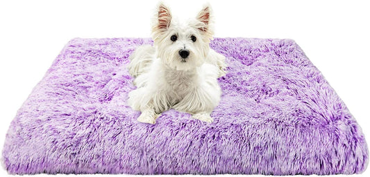 Exclusivo Mecla Soft Plush Dog Bed Crate Mat for Small Dogs (26*20*4 in), Faux Fur Fluffy Dog Pet Cat Kennel Pad with Anti-Slip Bottom, Machine Washable Gradient Purple