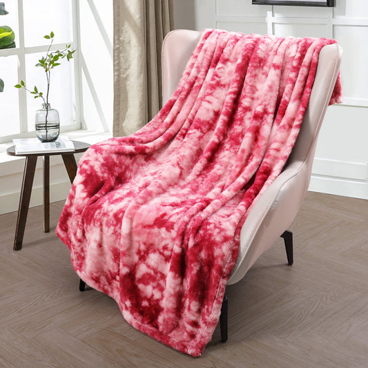 Exclusivo Mezcla Super Soft Tie Dye Blanket, Shaggy Plush Decorative Throw Blankets for Couch, Sofa, Bed, All Seasons (50x70 inches, Tie Dye Pink)