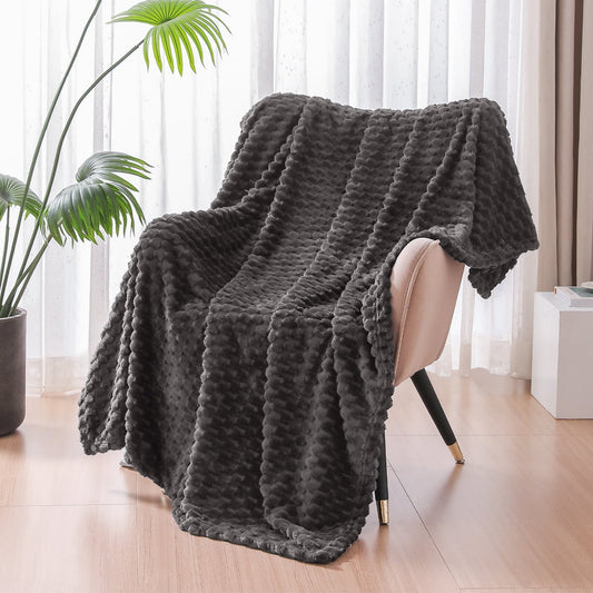Exclusivo Mezcla Large Soft Fleece Throw Blanket, 50x70 Inches Stylish Jacquard Throw Blanket for Couch, Cozy, Warm, Lightweight and Decorative Grey Blanket