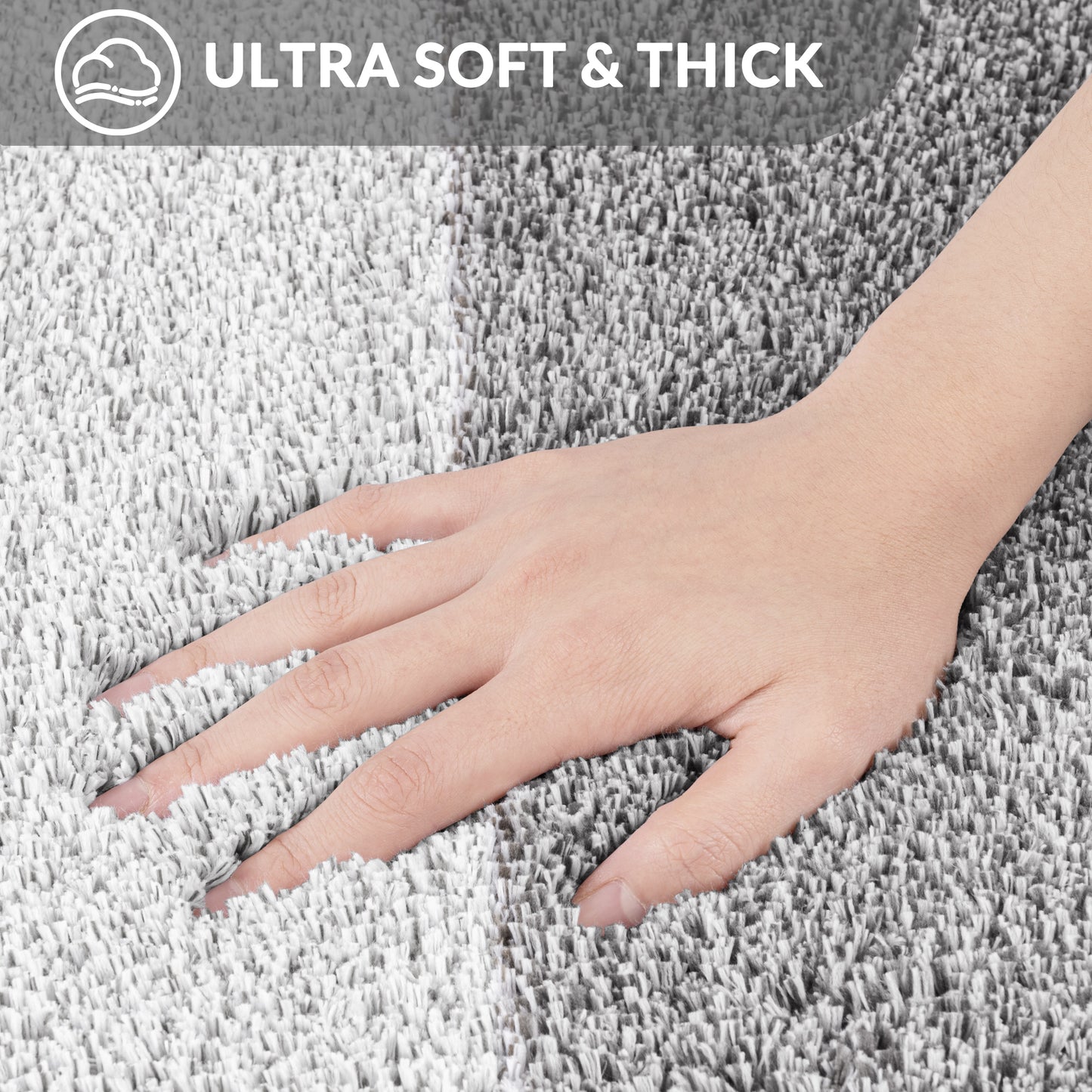 Exclusivo Mezcla Toilet Rugs U-Shaped 20x24, Extra Soft Non Slip Absorbent Water Microfiber Bath Rugs, Machine Washable Quick Dry Bath Mats for Toilet, Gradient Grey