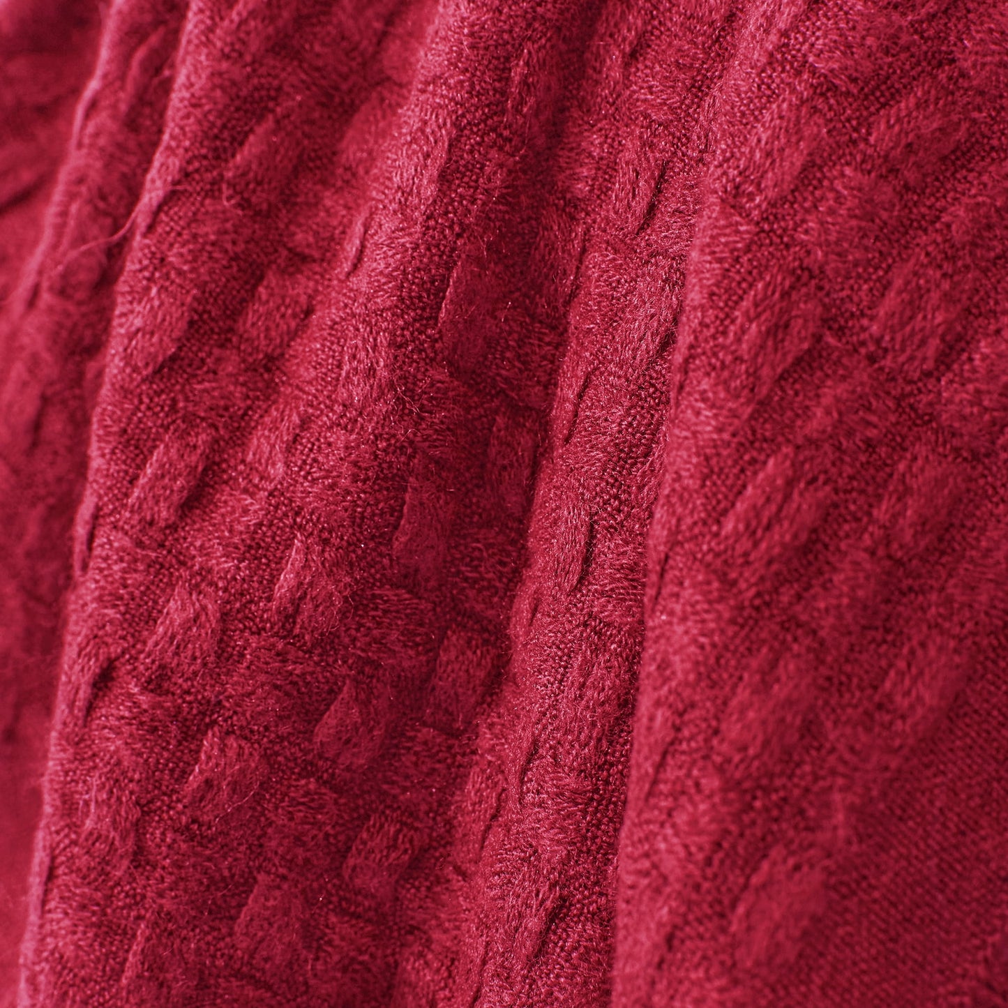 Exclusivo Mezcla Knitted Throw Blanket with Fringes for Couch, Soft and Warm Textured Throw for All Season, Lightweight Breathable Room Decor, Red, 50??x60??,Exclusivo Mezcla"