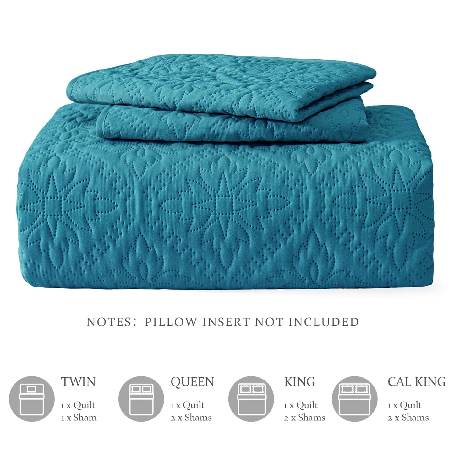 Exclusivo Mezcla King Quilt Bedding Set, Lightweight Soft Bedspreads Coverlets with 2 Pillow Shams, Modern Teal Oversized Quilts King Size for All Seasons