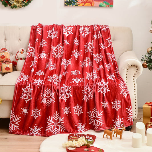 Exclusivo Mezcla Christmas Blanket, Red Flannel Fleece Blanket, Super Soft and Warm Christmas Stocings Patterns Holiday Throw Blanket for Couch, Bed and Sofa, Suitable for All Seasons 50x60 inches