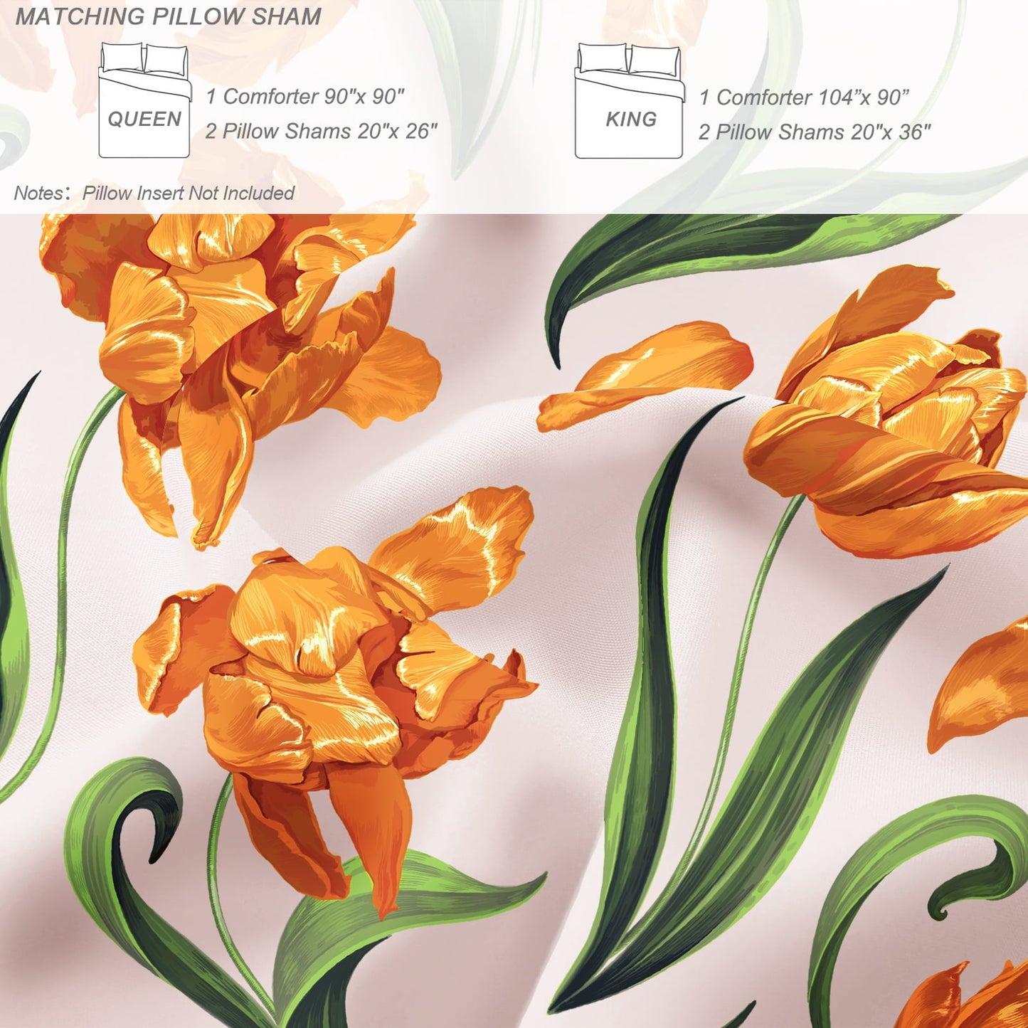 Exclusivo Mezcla 3-Piece Floral Queen Comforter Set, Microfiber Bedding Down Alternative Comforter for All Seasons with 2 Pillow Shams, Yellow