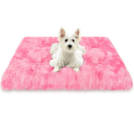 Exclusivo Mecla Soft Plush Dog Bed Crate Mat for Small Dogs (26*20*4 in), Faux Fur Fluffy Dog Pet Cat Kennel Pad with Anti-Slip Bottom, Machine Washable Gradient Pink