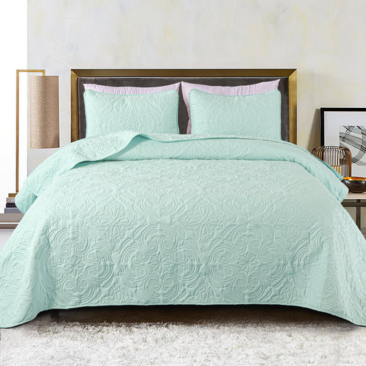 Exclusivo Mezcla Oversized King Quilt Bedding Set, Lightweight Vintage California Cal King Size Quilts with Pillow Shams, Soft Bedspreads Coverlets for All Seasons, (112"x104", Aqua)