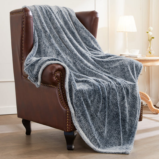 Exclusivo Mezcla Plush Extra Large Fleece Throw Blanket for Couch, Bed and Sofa (50x70 inches,Mixed Navy Blue) Soft, Warm, Lightweight
