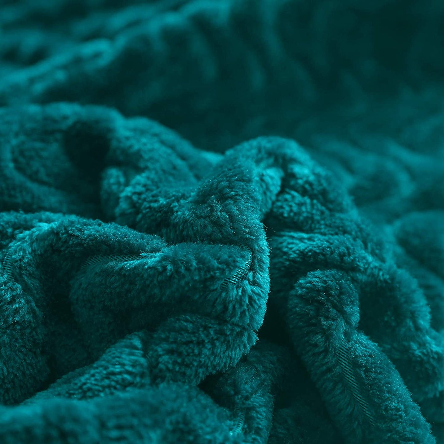 Exclusivo Mezcla King Size Jacquard Weave Wave Pattern Flannel Fleece Velvet Plush Bed Blanket as Bedspread/Coverlet/Bed Cover (90" x 104", Teal) - Soft, Lightweight, Warm and Cozy