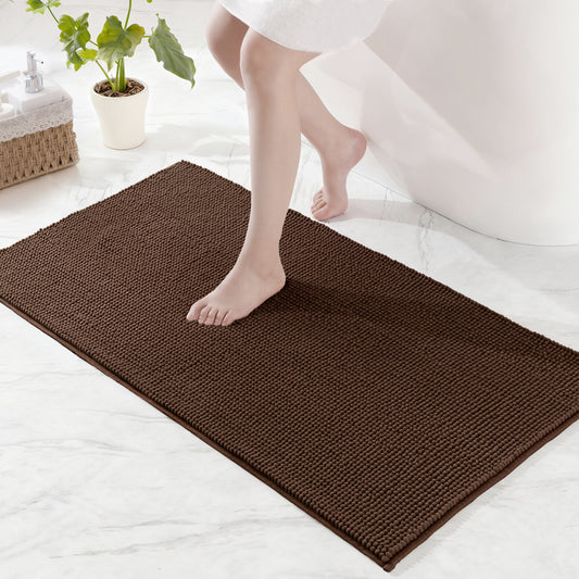 Exclusivo Mezcla Bathroom Rugs Mat 24x47, Extra Soft Absorbent Chenille Bath Rugs Mat, Quick Dry, Machine Washable Bath Mats for Bathroom Floor, Shower, Home Decor, Coffee
