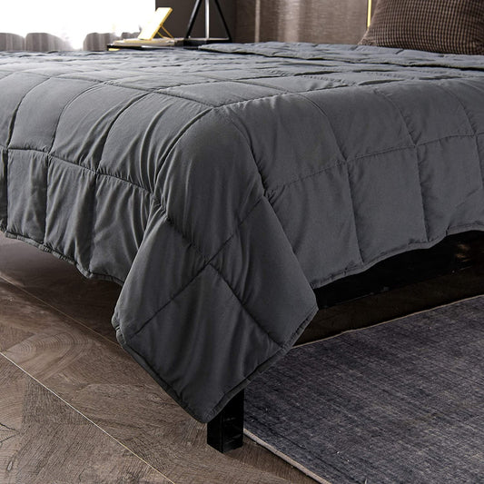 Exclusivo Mezcla Grey Weighted Blanket (48"x72" 15lbs),7-Layer Twin Size Heavy Blanket with Premium Glass Beads