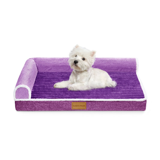 Exclusivo Mezcla Orthopedic Pet Bed for Medium Dogs, 36"X24" Waterproof Supportive Foam Sofa Dog Bed, Purple