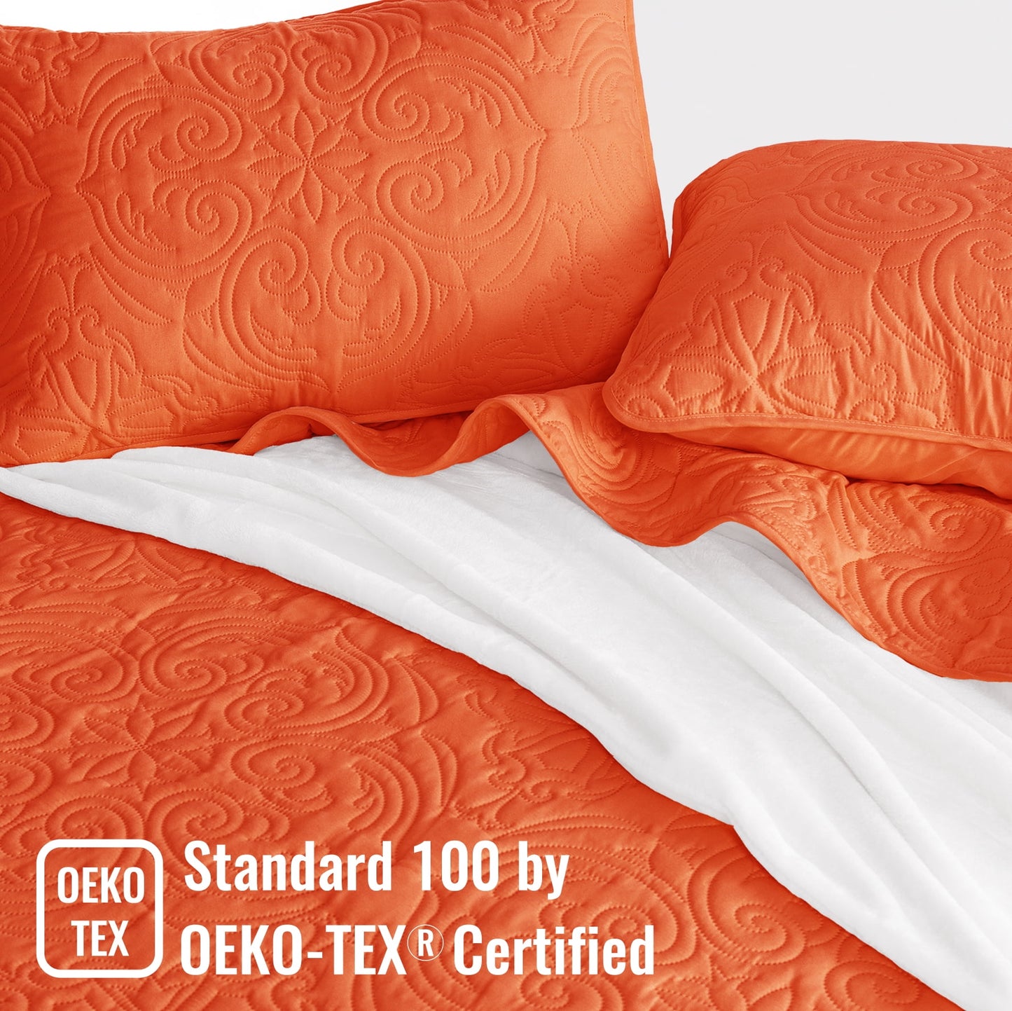 Exclusivo Mezcla Twin Quilt Bedding Set, Lightweight Vintage Twin xl Size Quilts with Pillow Sham, Soft Bedspreads Coverlets for All Seasons, (90"x68", Orange)