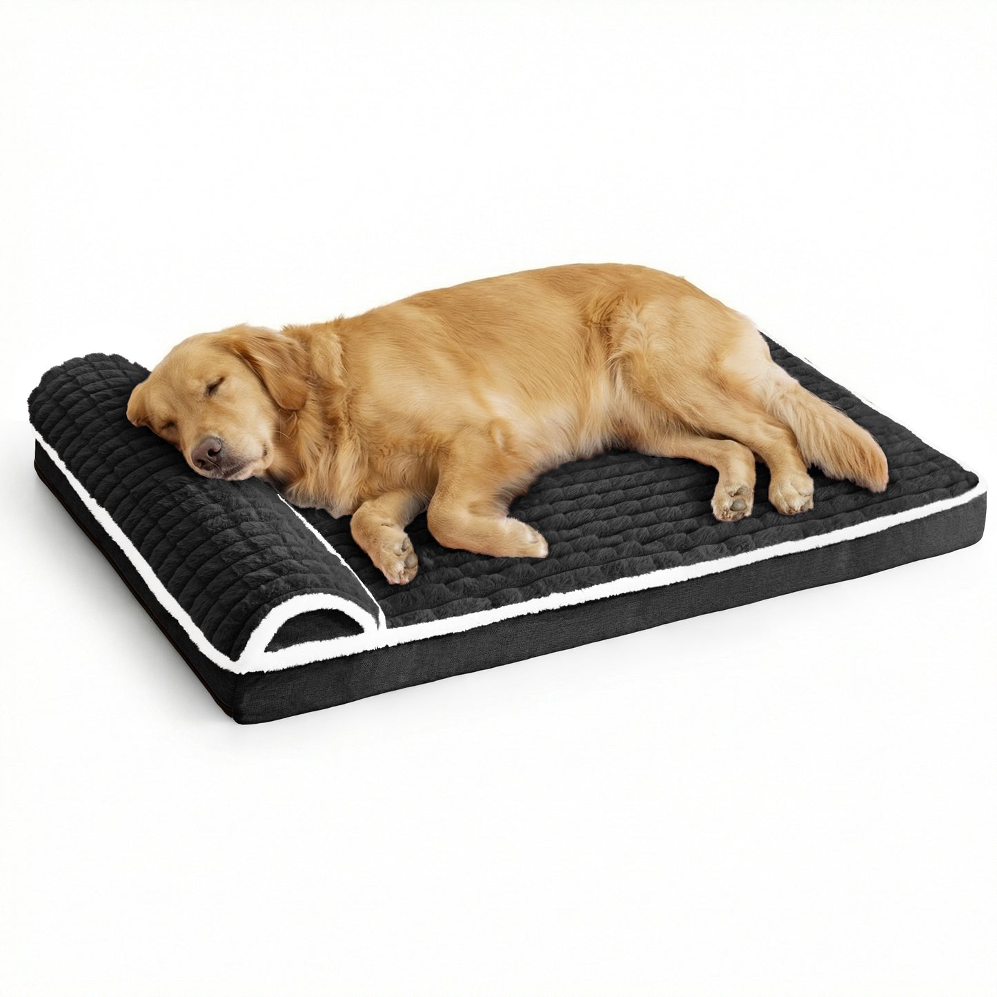 Exclusivo Mezcla Orthopedic Dog Bed with Head Pillow for Large Dogs, Removable and Machine-Washable Cover, 48"X30", Black