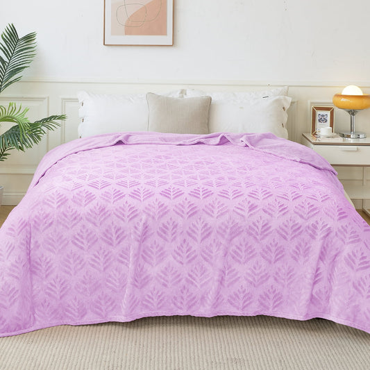 Exclusivo Mezcla Queen size Fleece Blanket for Bed, Super Soft and Warm Lilac Purple Blankets for All Seasons, Plush Fuzzy and Thick Flannel Fleece Bed Blanket, 90x90 Inch
