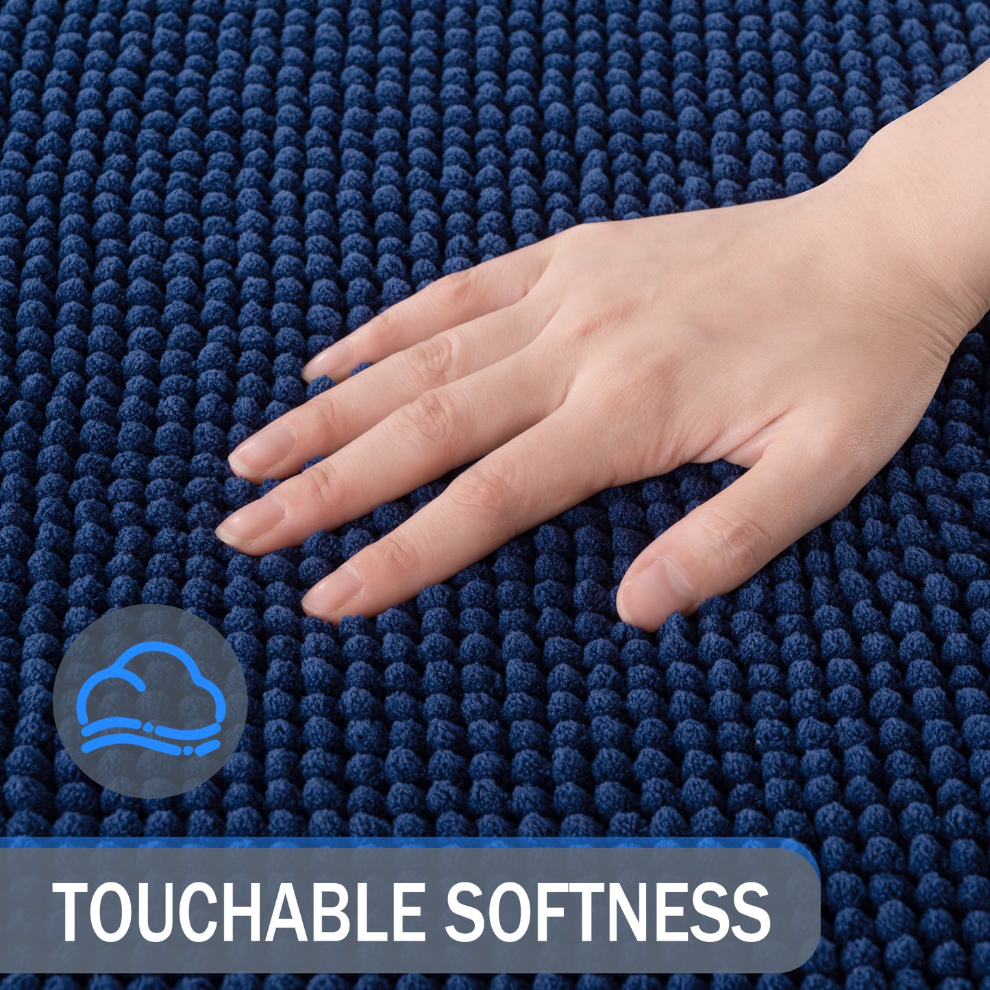 Exclusivo Mezcla Bathroom Rugs Mat 24x36, Extra Soft Absorbent Chenille Bath Rugs Mat, Quick Dry, Machine Washable Bath Mats for Bathroom Floor, Shower, Home Decor, Navy Blue