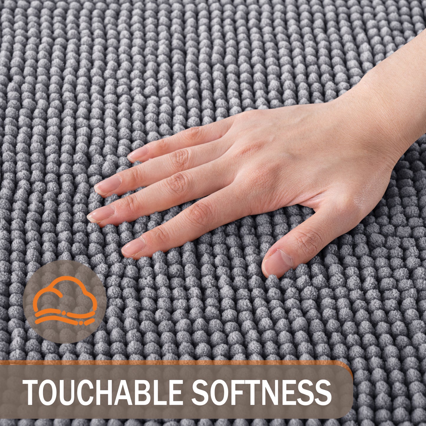 Exclusivo Mezcla Bathroom Rugs Mat 24x47, Extra Soft Absorbent Chenille Bath Rugs Mat, Quick Dry, Machine Washable Bath Mats for Bathroom Floor, Shower, Home Decor, Light Grey
