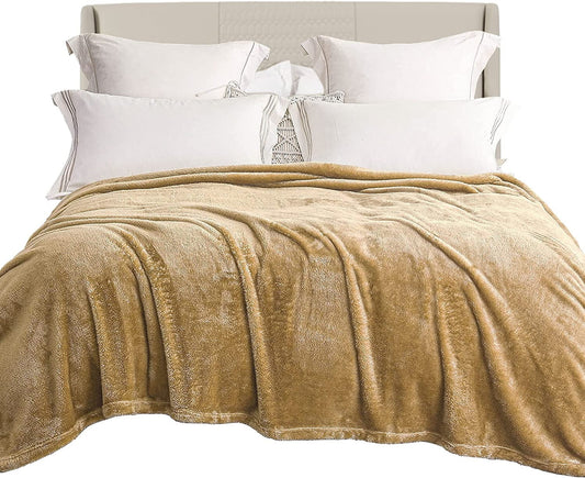 Exclusivo Mezcla Plush Fuzzy Fleece Queen Size Bed Blanket, Super Soft Fluffy and Thick Blankets for Travel Bed and Couch (Brown, 90x90 inches)