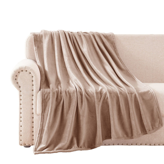 Exclusivo Mezcla Fleece Throw Blanket for Couch, Sofa, 300GSM Super Soft and Warm Blankets, Camel Throw All Season Use, Cozy, Plush, Lightweight, 50x60 Inches